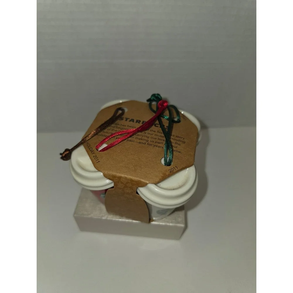 Starbucks‎ 2011 Holiday porcelain ornament set of four mini coffee cups new